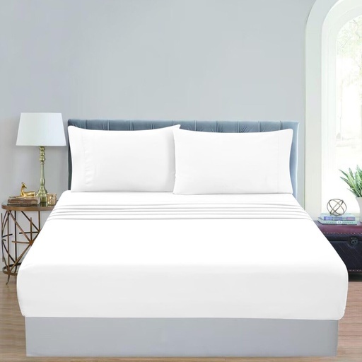 4 Pcs Bed Sheet Set 2000 Thread Count Ultra Soft Microfiber – Single (White)