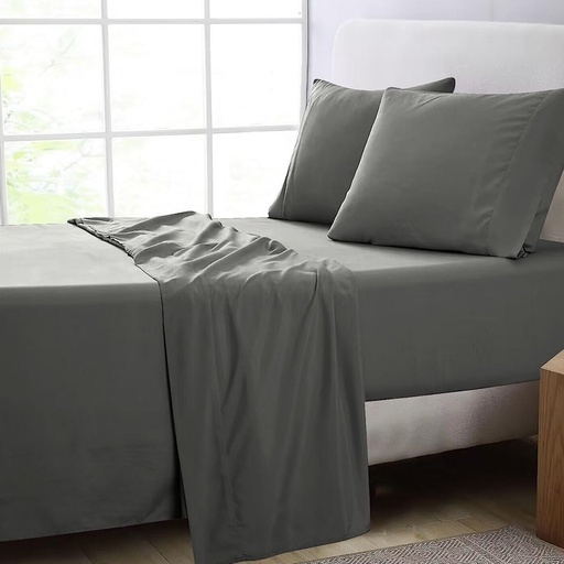 4 Pcs Bed Sheet Set 2000 Thread Count Ultra Soft Microfiber – Single (Grey)