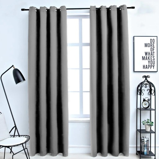 Blackout Window Curtains for Thermal Insulated Room (Set of 2, W132cm x D160cm, Light Grey)