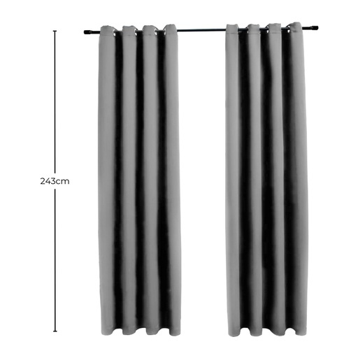 Blackout Window Curtains for Thermal Insulated Room (Set of 2, W132cm x D243cm, Light Grey)