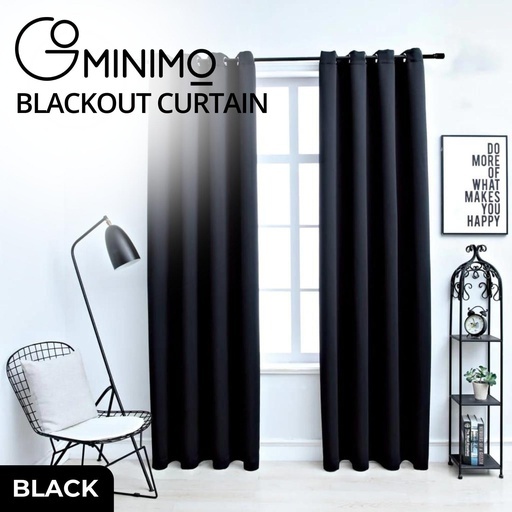Blackout Window Curtains for Thermal Insulated Room (Set of 2, W132cm x D160cm, Black)