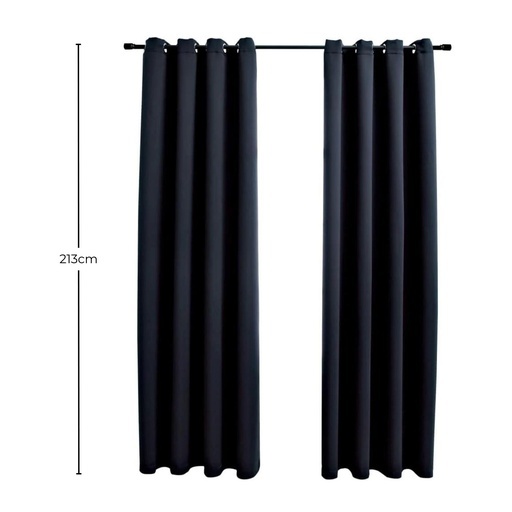 Blackout Window Curtains for Thermal Insulated Room (Set of 2, W132cm x D213cm, Black)