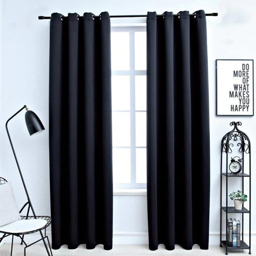 Blackout Window Curtains for Thermal Insulated Room (Set of 2, W132cm x D243cm, Black)