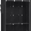 Clothes Wardrobe Portable Closet with Cover and 3 Hanging Rails Black RYG092B02