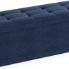 110cm Foldable Bench with Storage Space and Metal Divider Grid Navy Blue