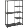 Portable Closet Wardrobe with 2 Hanging Rods Black