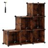 6 Cube Storage Organizer and Storage with Rubber Mallet Rustic Brown