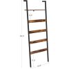 Blanket Ladder Wall-Leaning Rack with Storage Shelf Rustic Brown and Black