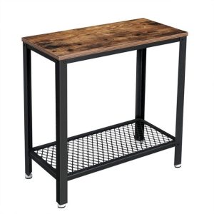 Industrial Side Table Rustic Brown LET31BX