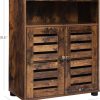 Storage Cabinet with Shelves and Louvered Door