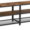 TV Cabinet Stand Lowboard for TVs up to 70 Inches with Shelves Steel Frame Vintage Brown/Black