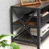 TV Cabinet Stand Lowboard for TVs up to 70 Inches with Shelves Steel Frame Vintage Brown/Black