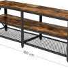 TV Cabinet Stand Lowboard for TVs up to 70 Inches with Shelves Steel Frame Vintage Brown/Black