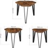 Nesting Coffee Table Set of 3 Rustic Brown and Black