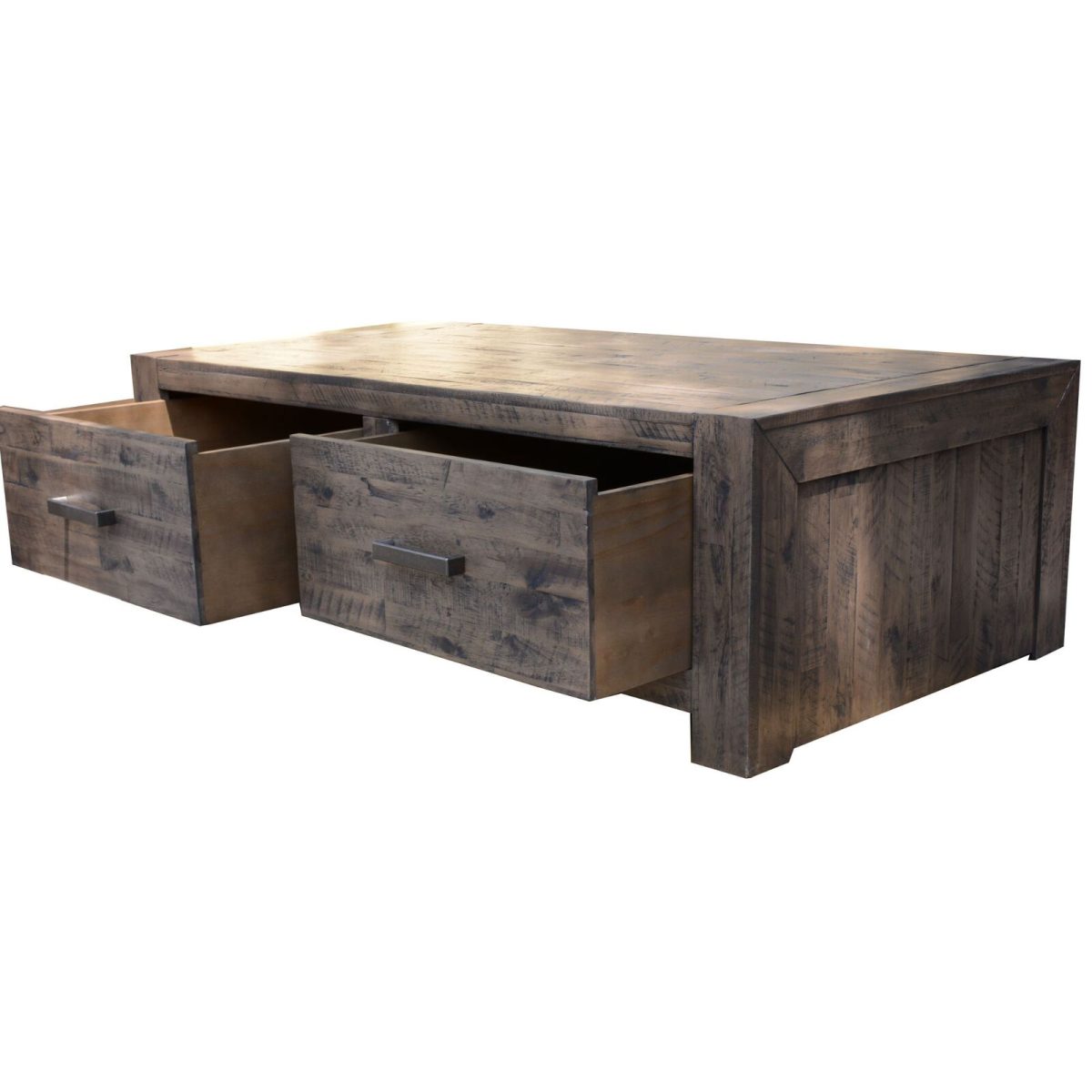 Granbury Coffee Table 127cm 2 Drawer Solid Acacia Wood – Stone Grey