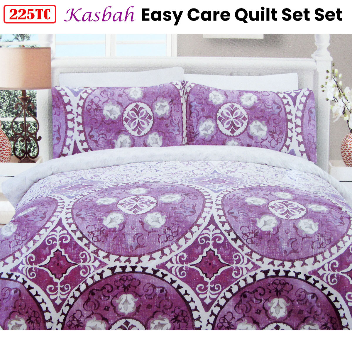 225TC Kasbah Mandala Cotton Rich Easy Care Quilt Cover Set Queen