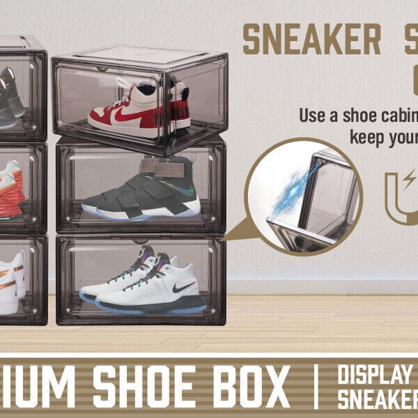10Pcs Premium Acrylic Shoe Box Sneaker Display Storage Case Boxes Magnetic Door Au