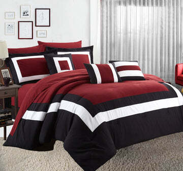 10 piece comforter and sheets set king red