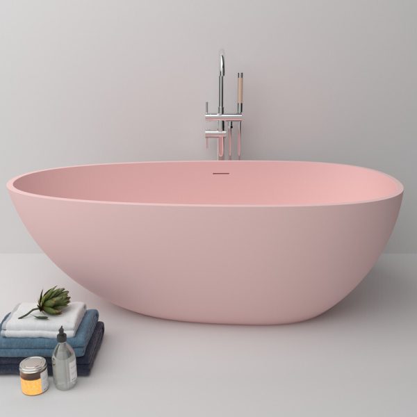 Medium Size Egg Shaped Cast stone – Solid Surface Bath 1700mm Length Pink
