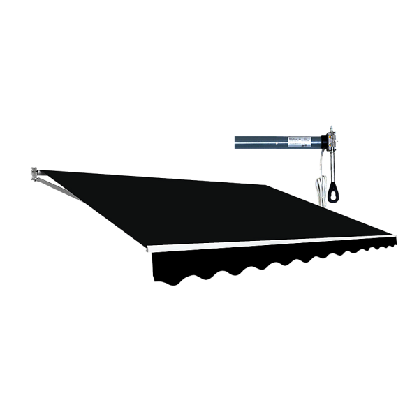 Motorised Outdoor Folding Arm Awning Retractable Sunshade Canopy Black 5.0m x 2.5m