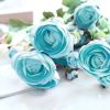85cm Glass Tall Floor Vase and 12pcs Blue Artificial Fake Flower Set – Green