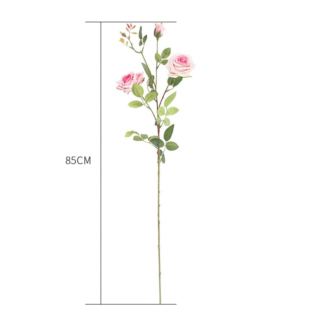 85cm Glass Tall Floor Vase and 12pcs Pink Artificial Fake Flower Set – Green