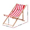 Outdoor Chairs Sun Lounge Deck Beach Chair Folding Wooden Patio Furniture – Beige and Red