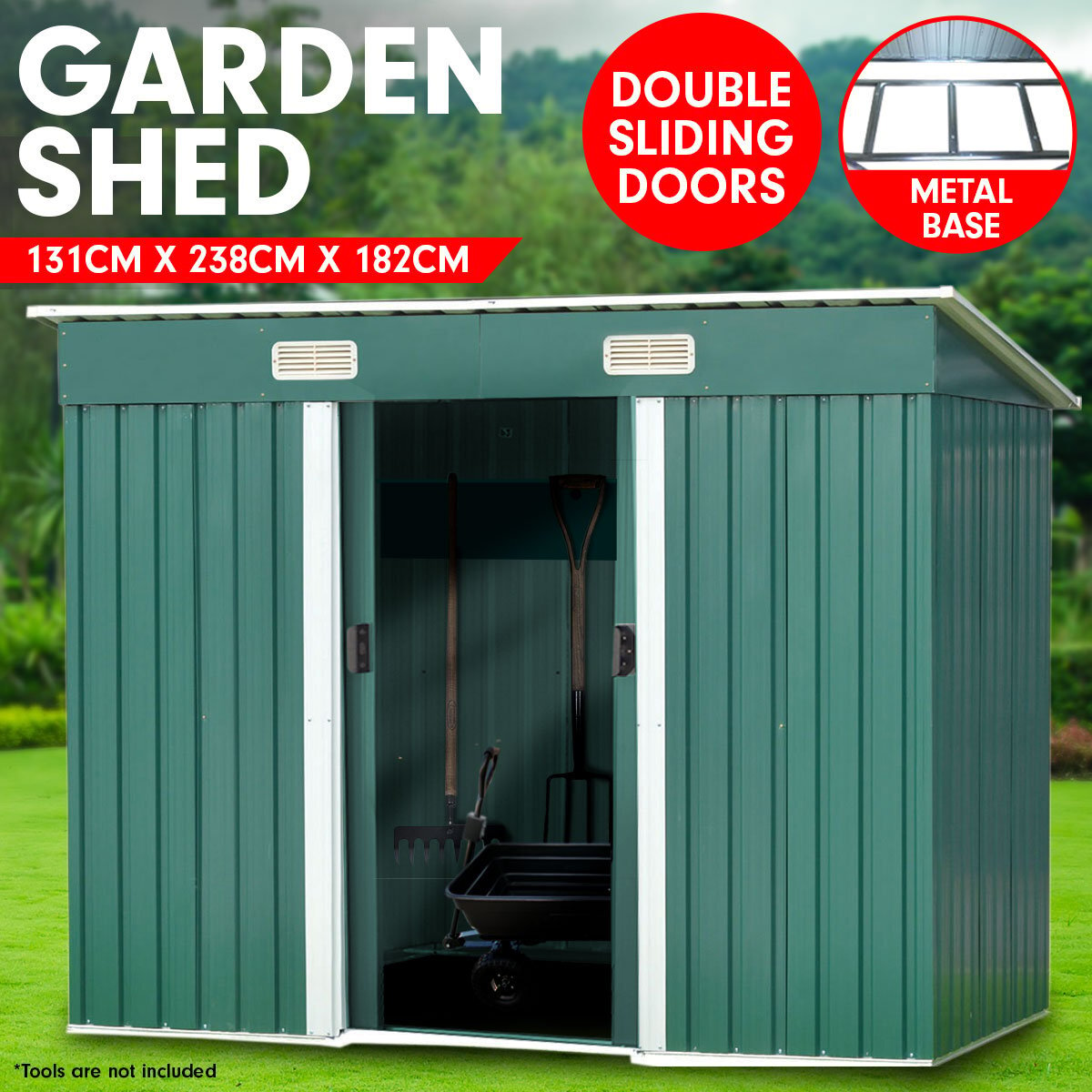 Garden Shed with Base Flat Roof Outdoor Storage