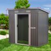 Garden Shed Flat Outdoor Storage Shelter – 131 x 238 x 182 cm, Grey