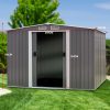 Garden Shed Spire Roof Outdoor Storage Shelter – Grey – 8 x 8 FT, Grey