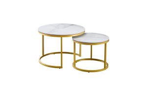 Nesting style Coffee Table – 60cm/40 cm, White and Champagne Gold