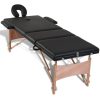 Foldable Massage Table 3 Zones with Wooden Frame – Black