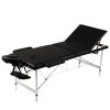 Foldable Massage Table 3 Zones with Aluminium Frame – Black