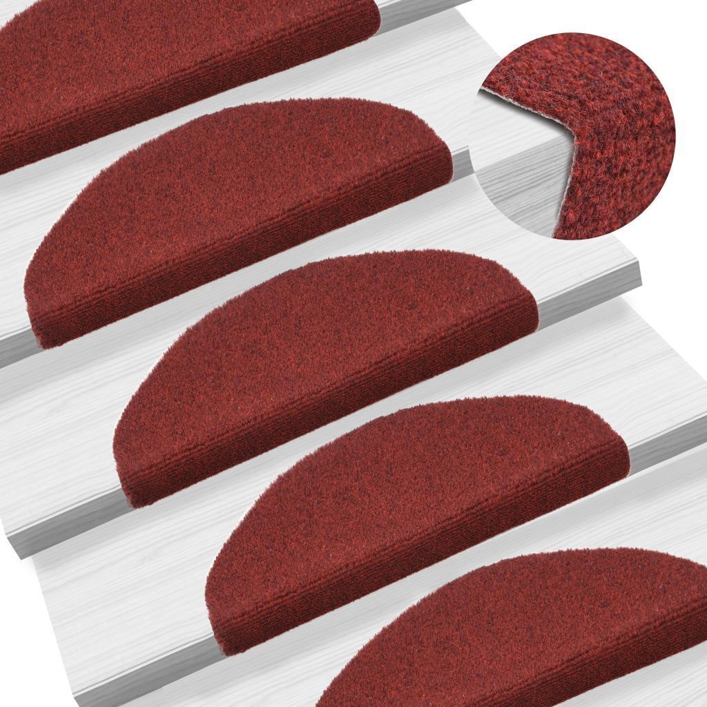 15 pcs Self-adhesive Stair Mats Needle Punch – 65x21x4 cm, Red