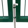 Garden Fence Gate with Posts Steel Green – 350×100 cm