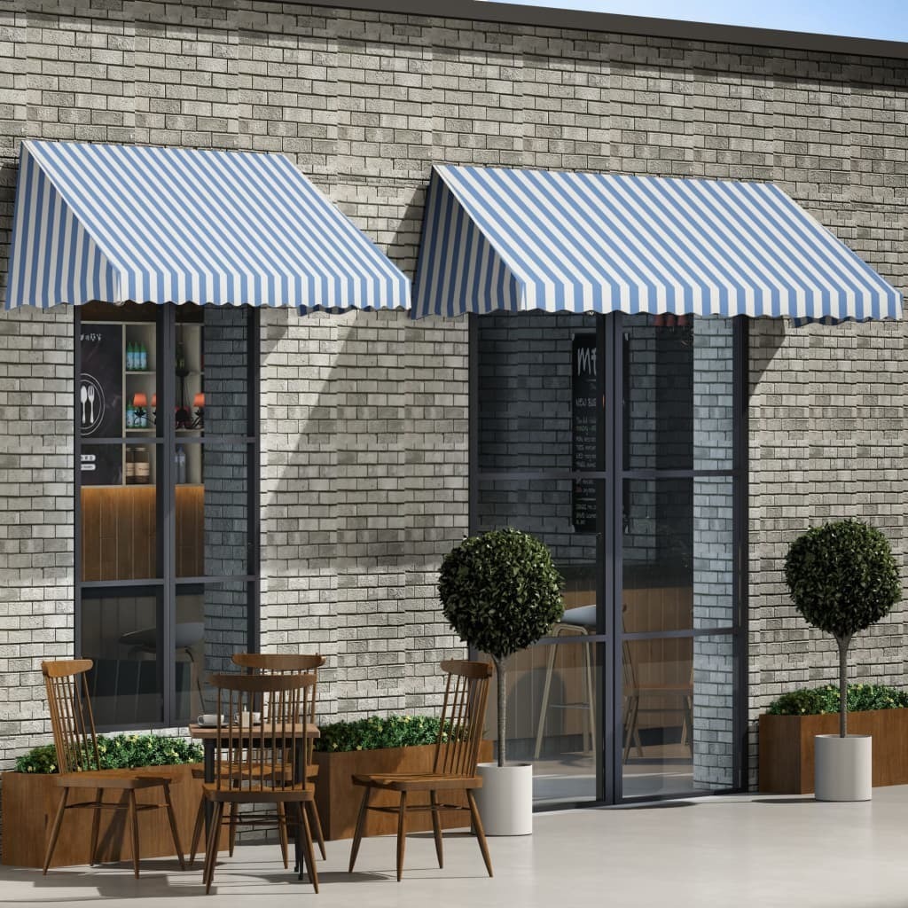 Bistro Awning – 350×120 cm, Blue and White