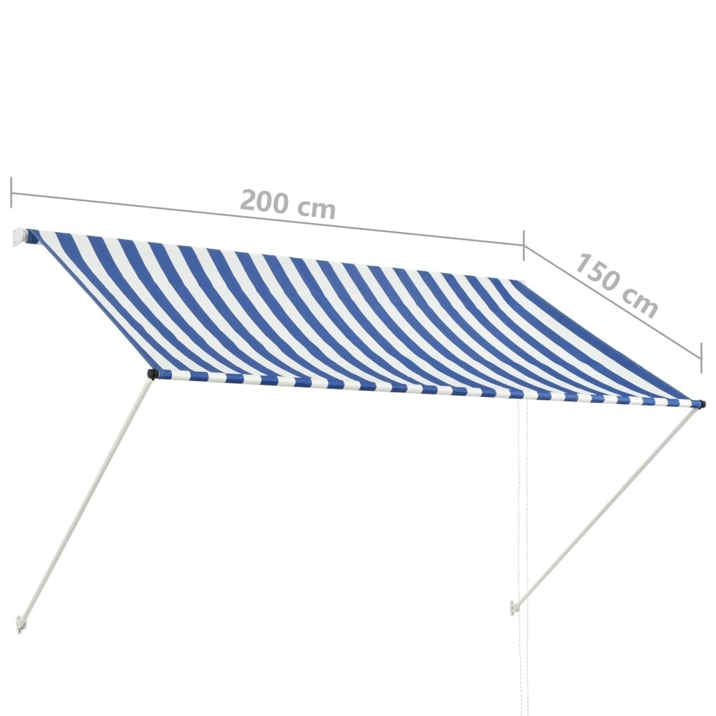 Retractable Awning – 200×150 cm, Blue and White
