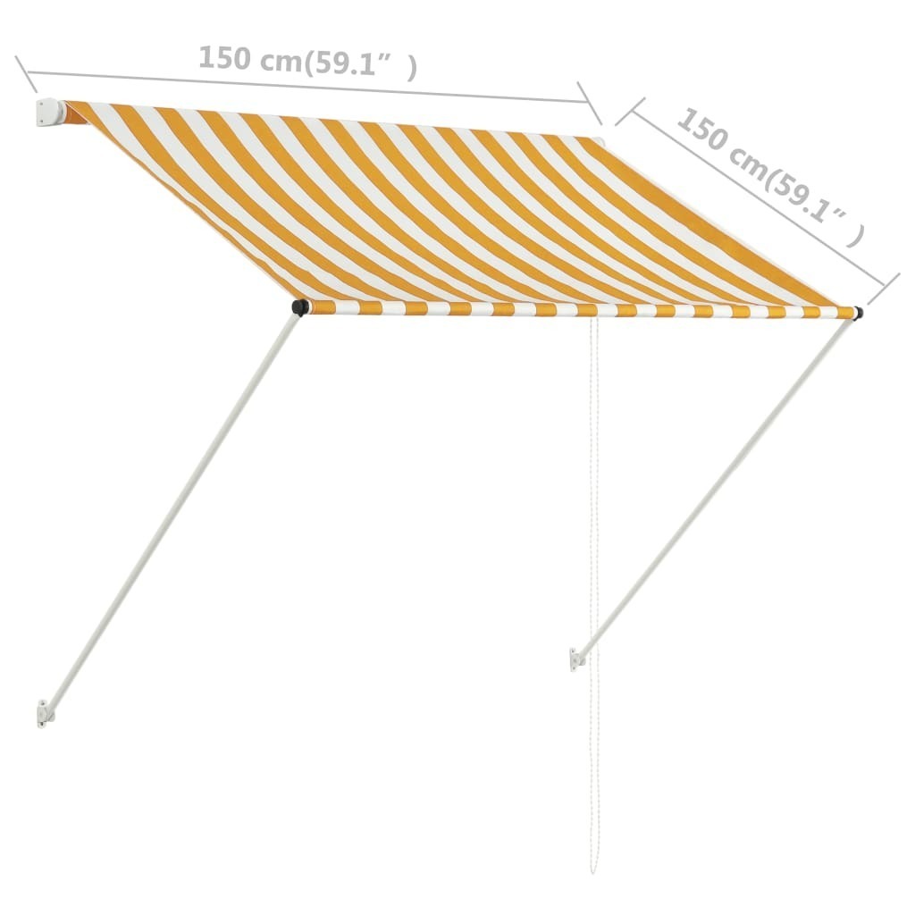 Retractable Awning – 150×150 cm, Yellow and White
