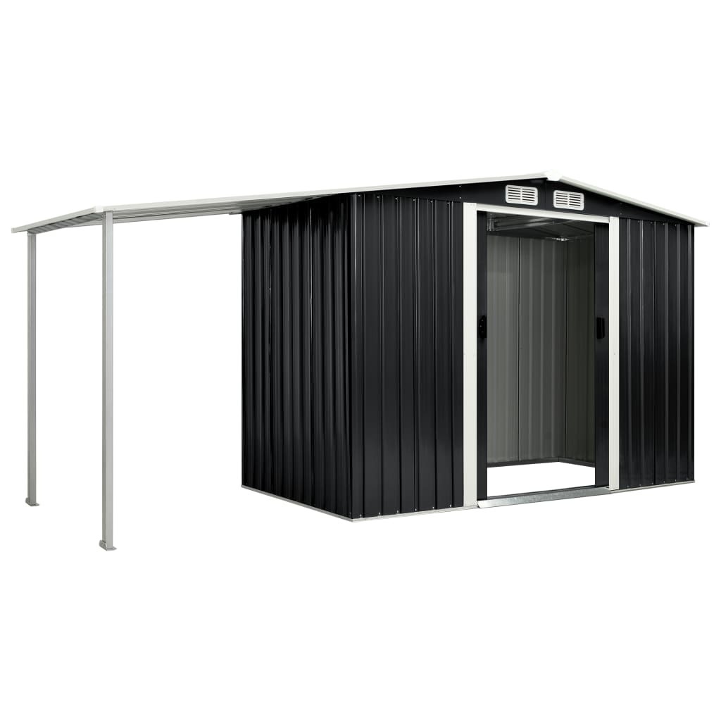 Garden Shed with Sliding Doors Steel – 386x131x178 cm, Anthracite