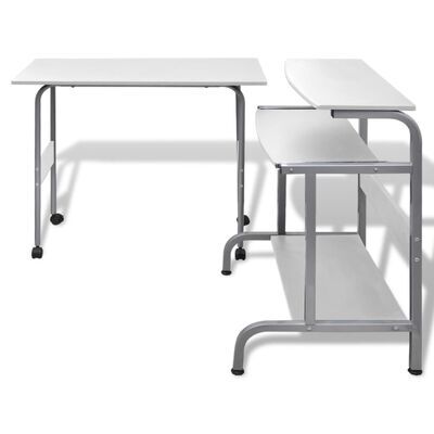 2 Piece Computer Desk with Pull-out Keyboard Tray – White