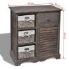 Wooden Cabinet 3 Left Weaving Baskets – 60x30x63 cm, Brown