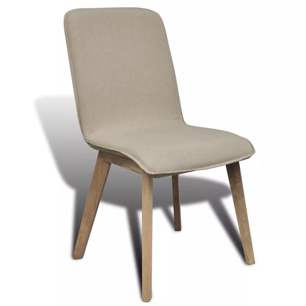 Dining Chairs Fabric and Solid Wood – Beige, 4