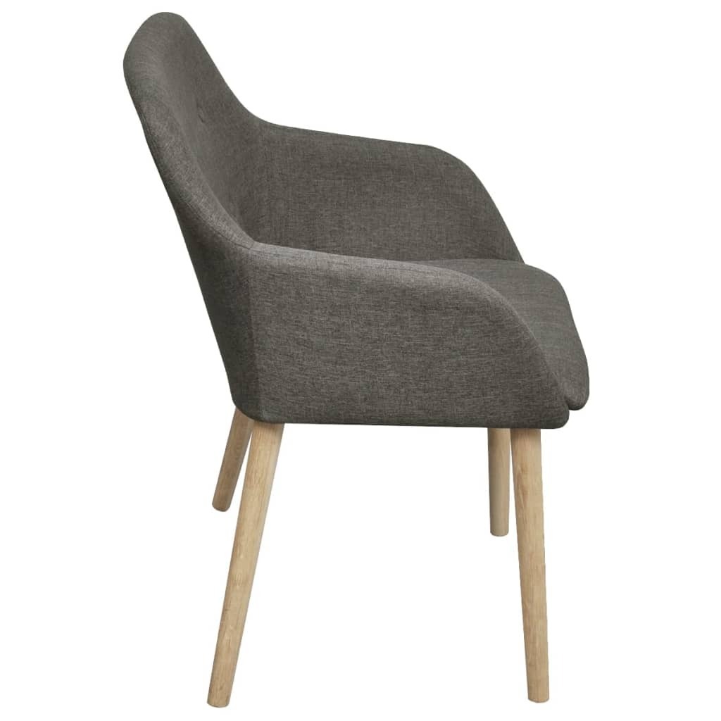 Dining Chairs Fabric and Solid Wood – Light Grey, 2