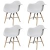 Dining Chairs Plastic and Beechword – White, 4