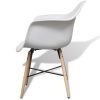 Dining Chairs Plastic and Beechword – White, 4