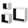 MDF Floating Wall Display Shelf Cubes Book/DVD Storage – Black, 3