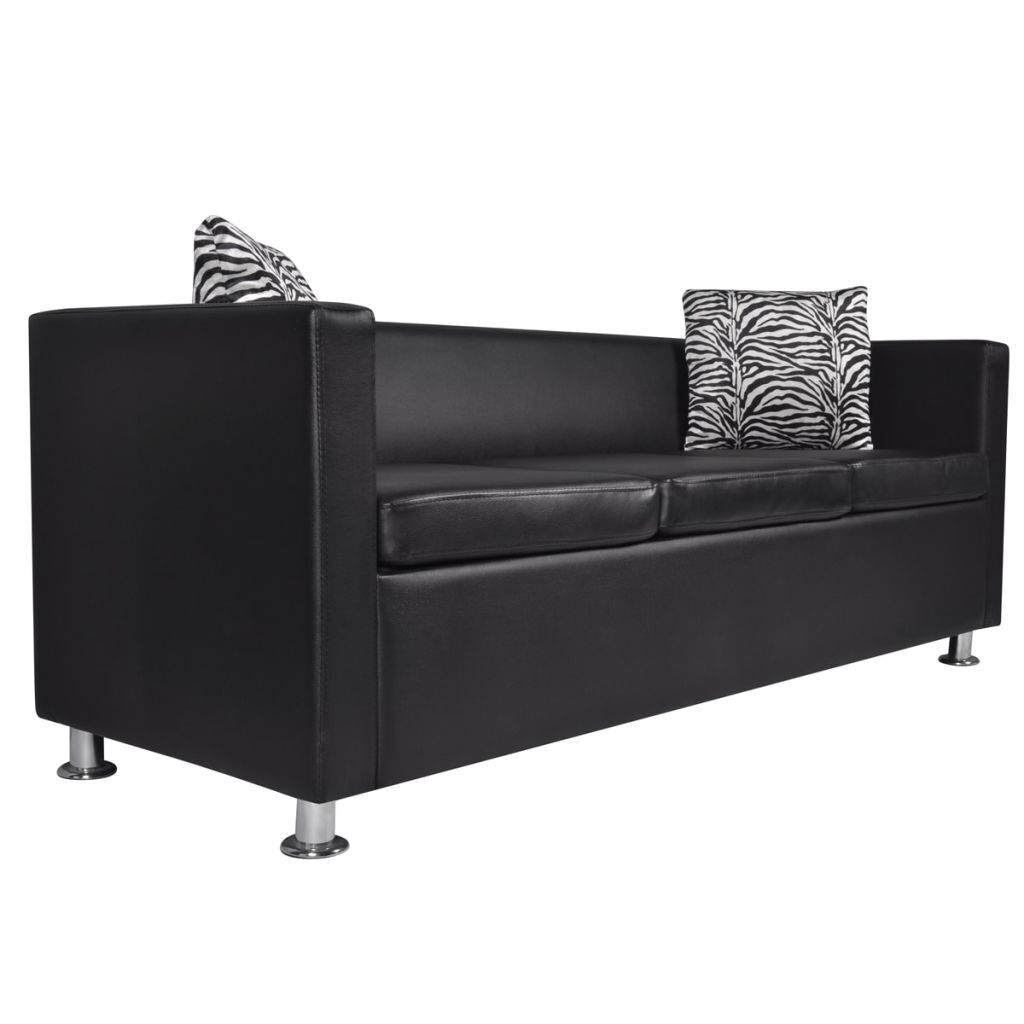 Morgan Sofa Artificial Leather – Black, 3-Seater