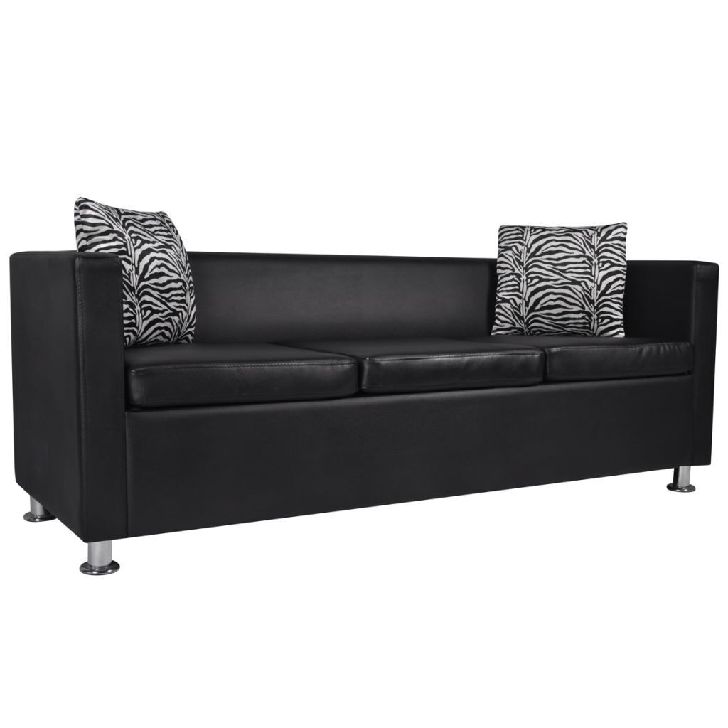 Morgan Sofa Artificial Leather – Black, 3-Seater