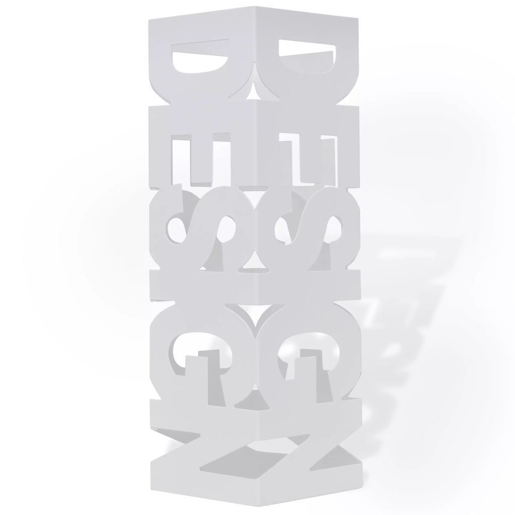 Square Umbrella Stand Storage Holder Walking Stick Steel 48.5 cm – White, Pattern 1