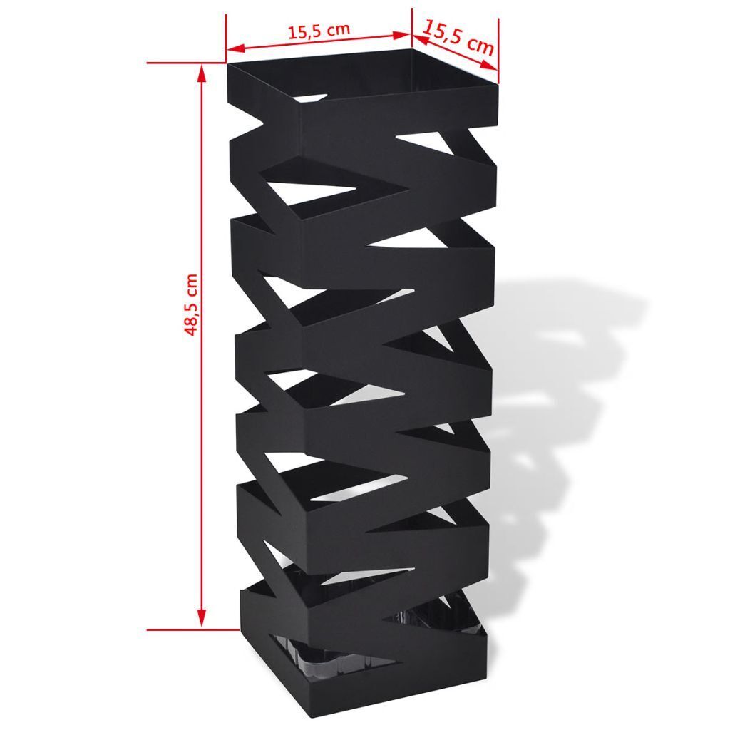 Square Umbrella Stand Storage Holder Walking Stick Steel 48.5 cm – Black, Pattern 9